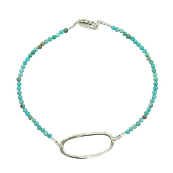 Small Oval with Turquoise Bracelet in Silver