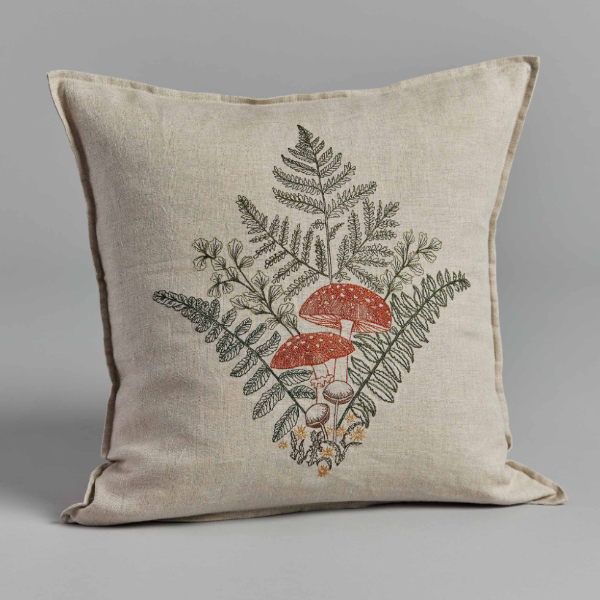 Mushroom and Ferns Bouquet Pillow