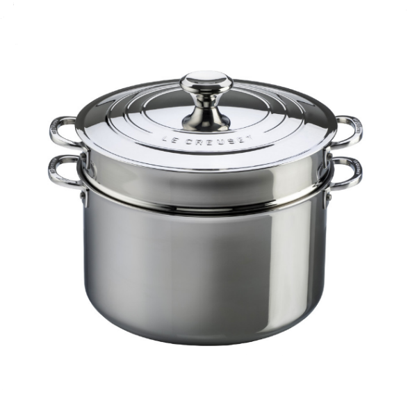 Le Creuset 9 qt. Stainless Steel Stockpot with Deep Colander Insert