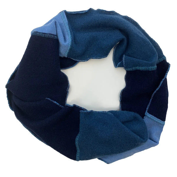 Handmade Cashmere Infinity Scarf: Blues