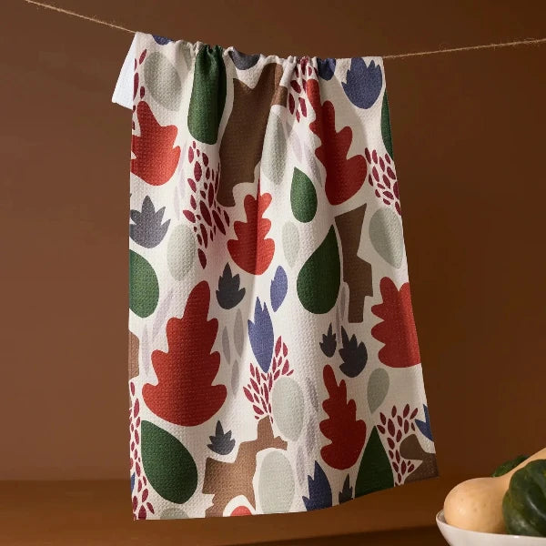 Cut Paper Leaves Tea Towel