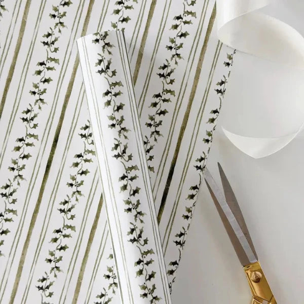 Holly Stripe Gift Wrap