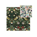Two square fabric or paper napkins with botanical and bird patterns, shown on a plain white background. One napkin has a dark green background with cream, yellow, red, and blue floral and bird motifs.