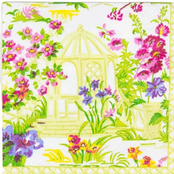 Decorative box with floral design and gazebo on a white background