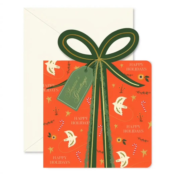 Red Gift Die-Cut Holiday Card