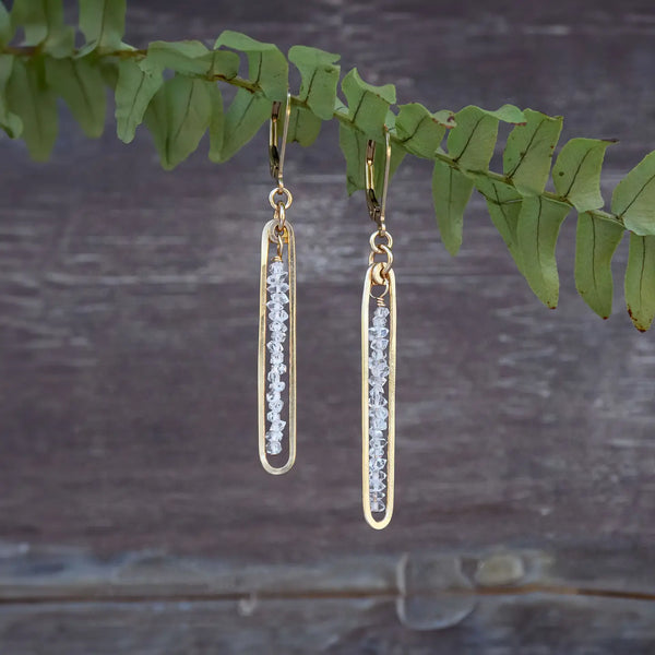 Lyric Gold Filled Drop Earrings with Herkimer Diamons