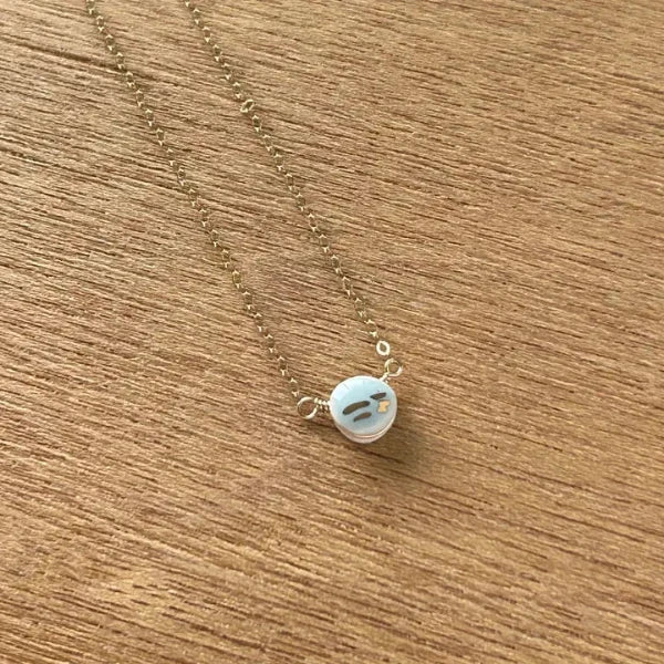 Teeny Pebble Stripe Necklace in Pale Blue