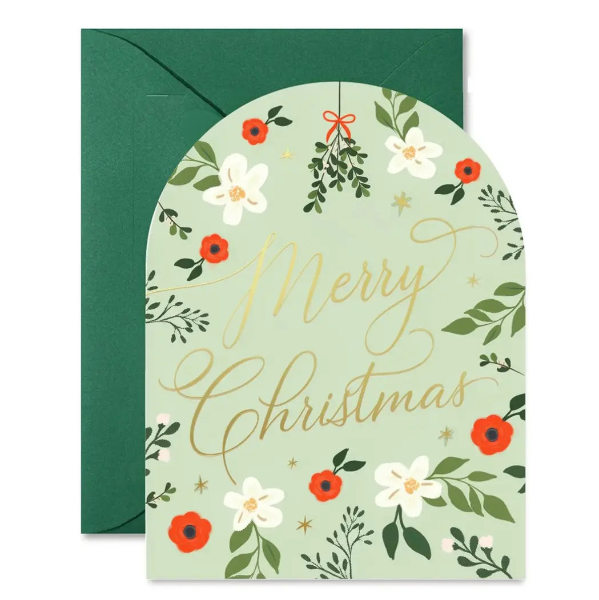 Mint Green Floral Christmas Arch Card