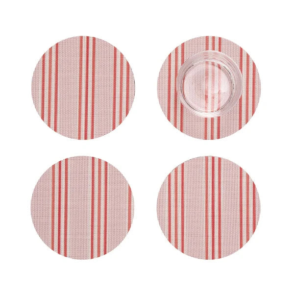 Pink Festive Stripe Coaster Set/4
