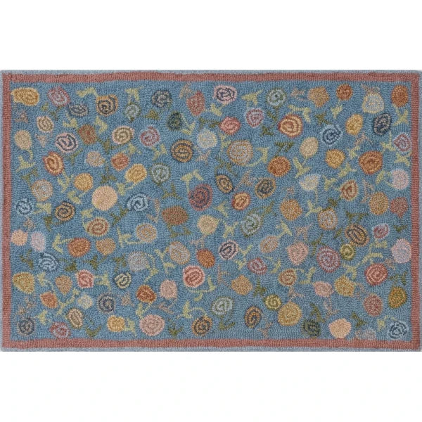 Penny Floral Wool Rug in Blue