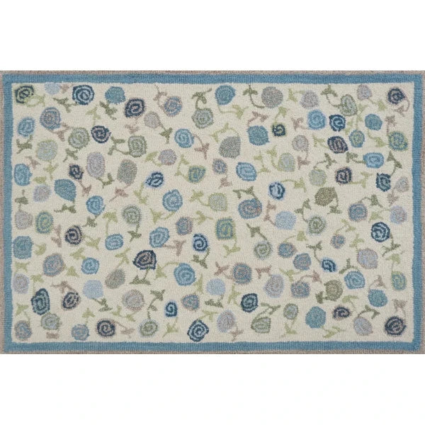Penny Floral Wool Rug in Navy