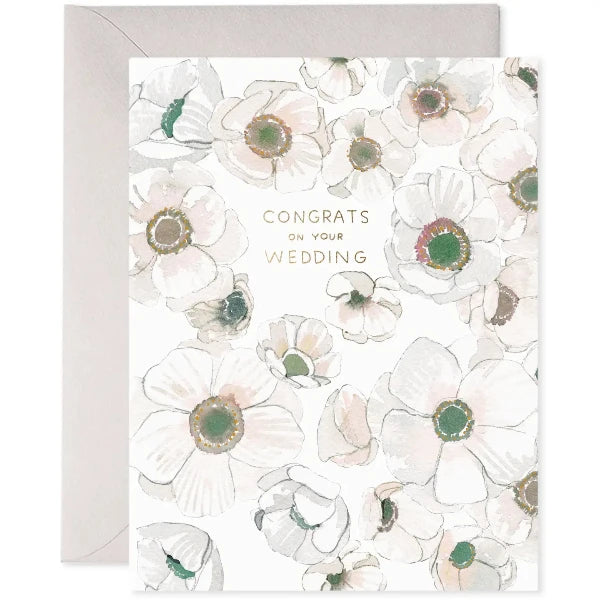 White Flower Wedding Card