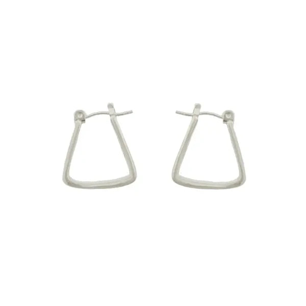 Small Wide Hoop Earrings in Silver