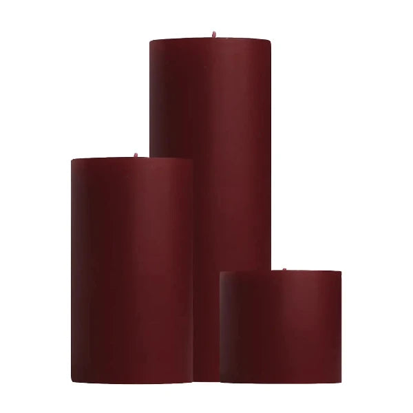 Unscented Pillar Candle in Burgundy