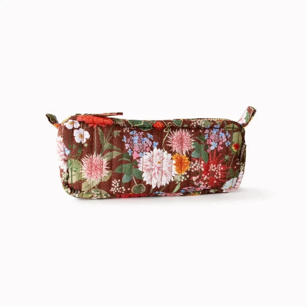 Cotton Quilted Pencil Pouch in Russet