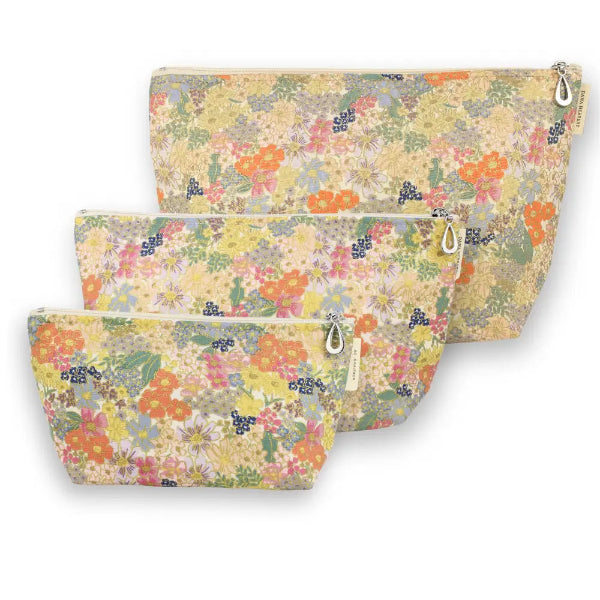 Makeup Bags- Metallic Flower Garden Orange