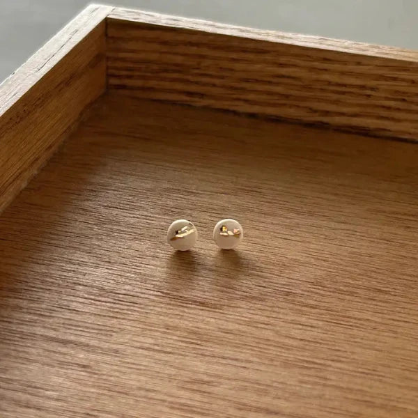Tiny Pebble Stripe Studs in Pale Pink