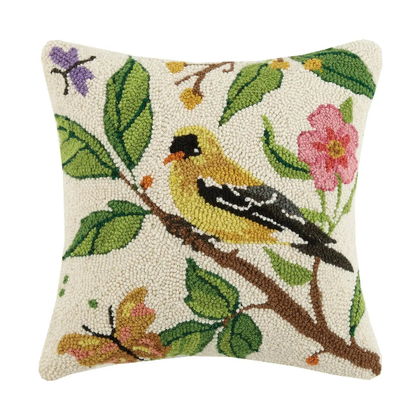 Goldfinch Hooked Pillow