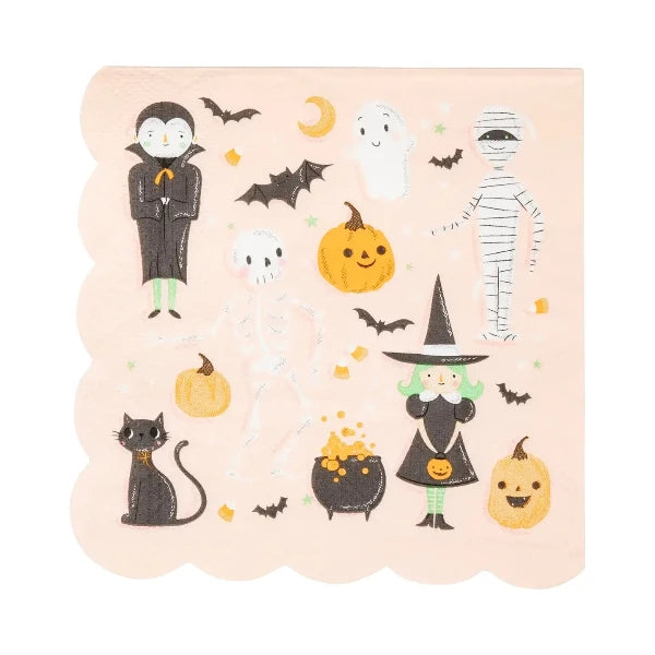 Scalloped Halloween Icons Cocktail Napkin