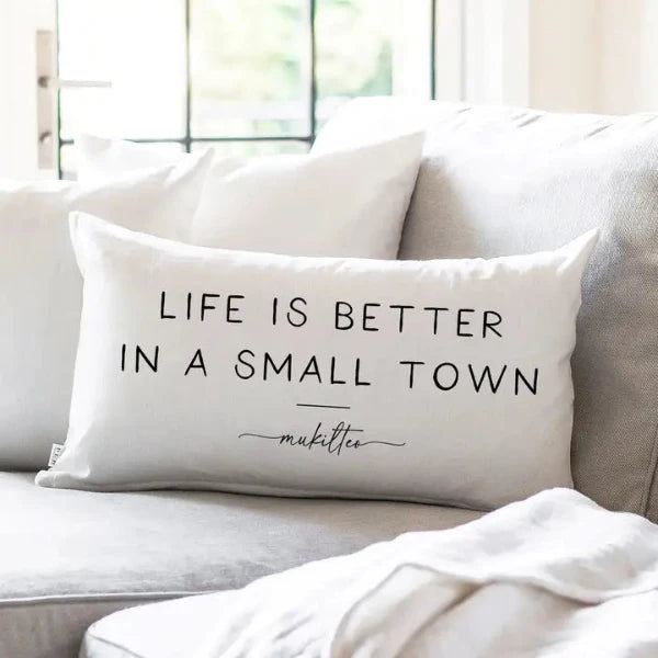 Better in a Small Town Pillow in White