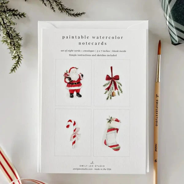 Classic Christmas Paintable Notecards