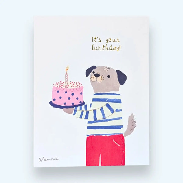 French Pup Birthday Card