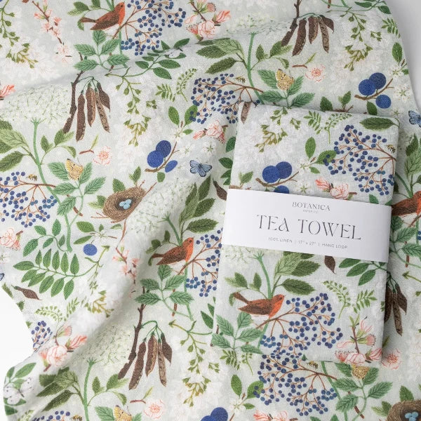 Flowering Trees Linen Tea Towel