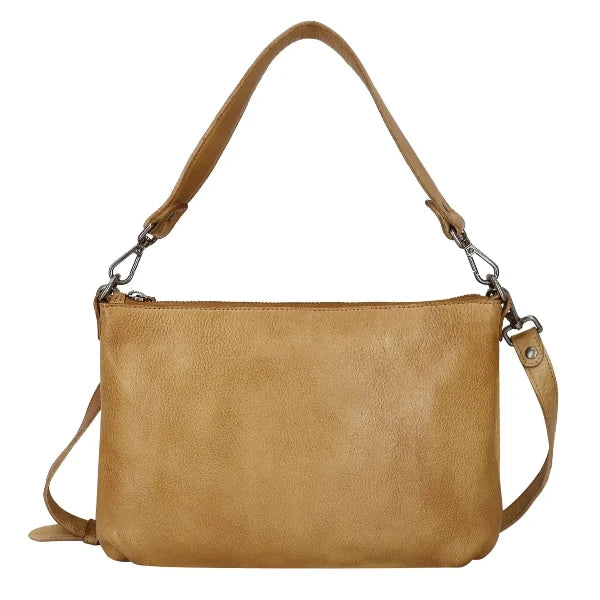Stevie Leather Crossbody Bag in Camel
