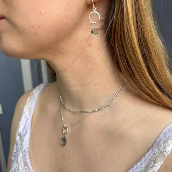 Circle Mystic Quartz Silver Earrings