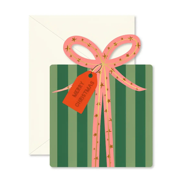 Green Christmas Gift Die-Cut Card