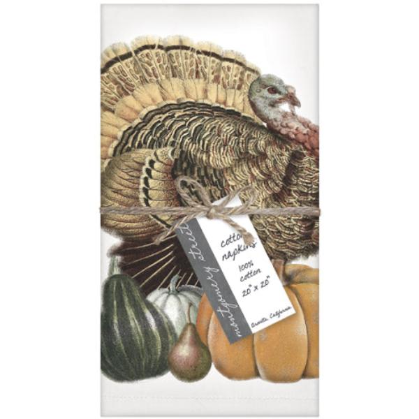 Turkey & Pumpkin Napkins Set/4