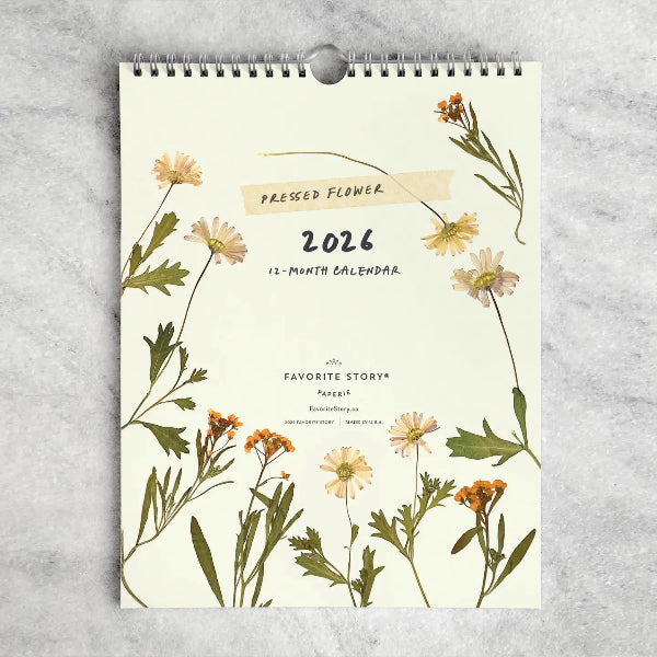 2026 Wall Calendar: Pressed Flowers