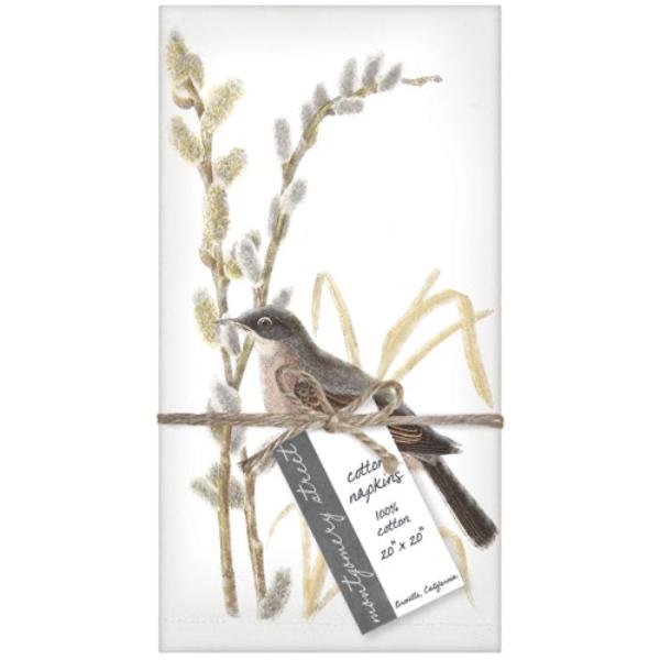 Pussywillow & Bird Napkins Set/4