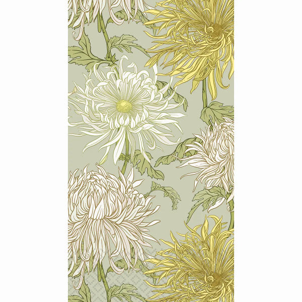 Floral pattern with white and yellow flowers on a light green background