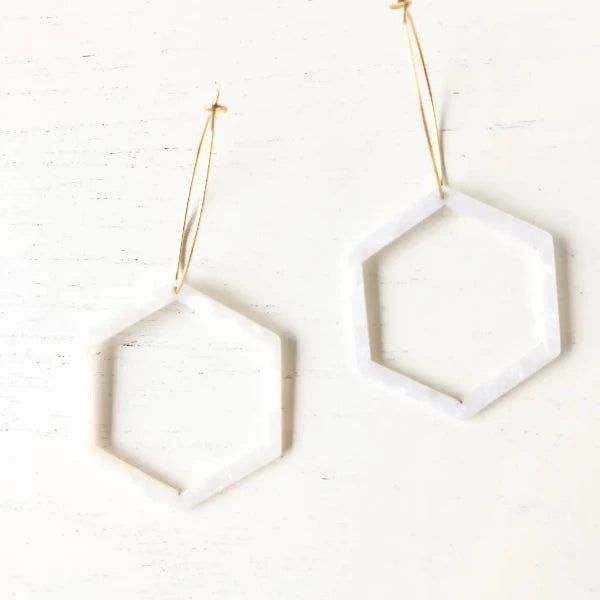 The Mae White Tortoise Earrings