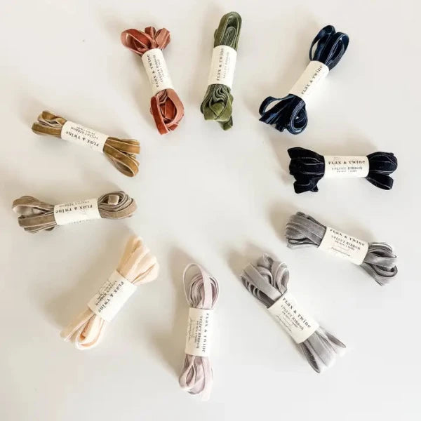 Flax & Twine 3/8" Velvet Ribbon, 3 yards