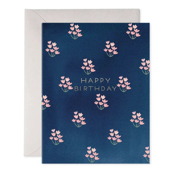 Dainty Block Print Navy Birthday Card