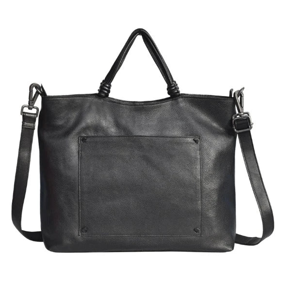 Nolan Black Leather Tote Bag