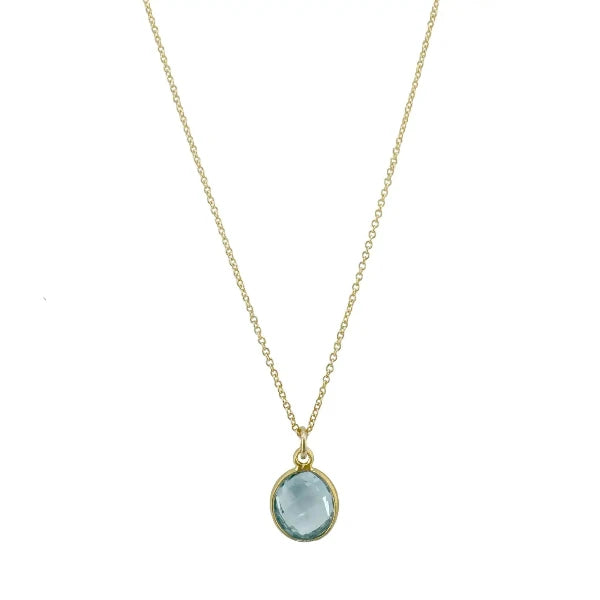 Small Swiss Blue Topaz Necklace-Vermeil