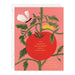 Greeting card with a tomato illustration and text on a pink background
