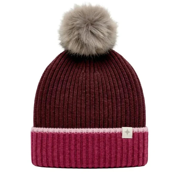 Montauk Colorblock Beanie in Raspberry/Pink