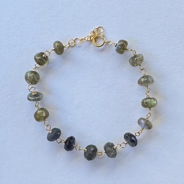 Chunky Iolite Rondelle Gold Bracelet