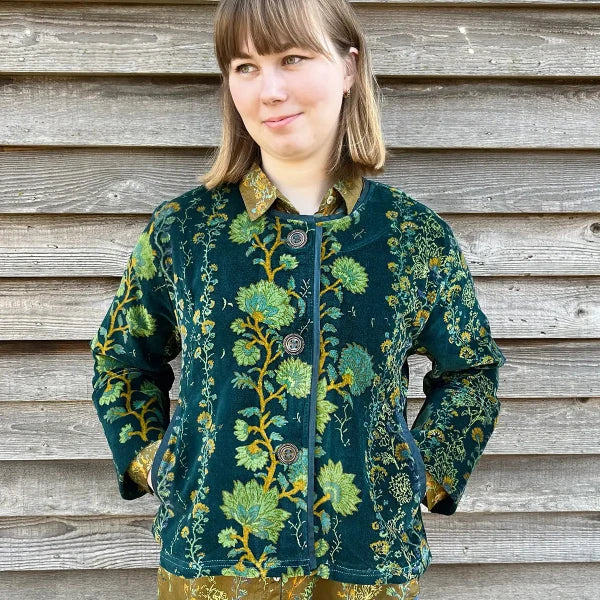 Velvet Stitching Jacket in Cypress