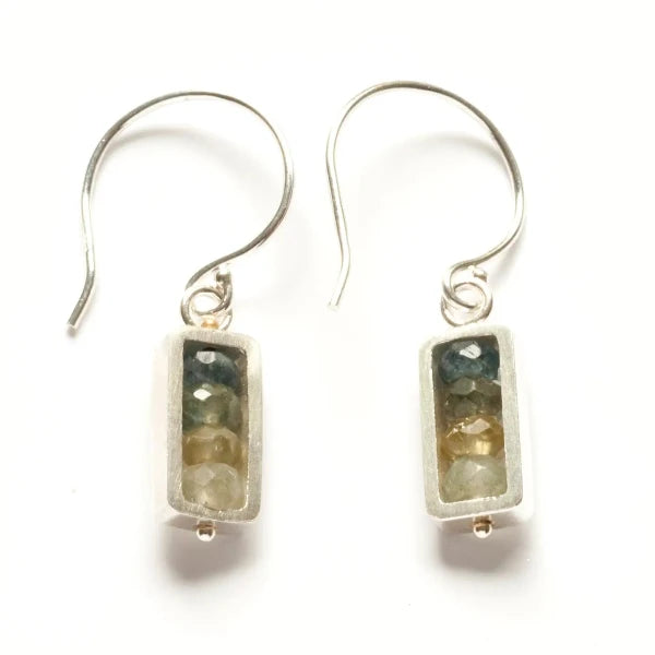 Moss Aquamarine Vertical Dangle Earrings