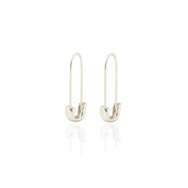 Safety Pin Hoop Earrings: Sterling Silver