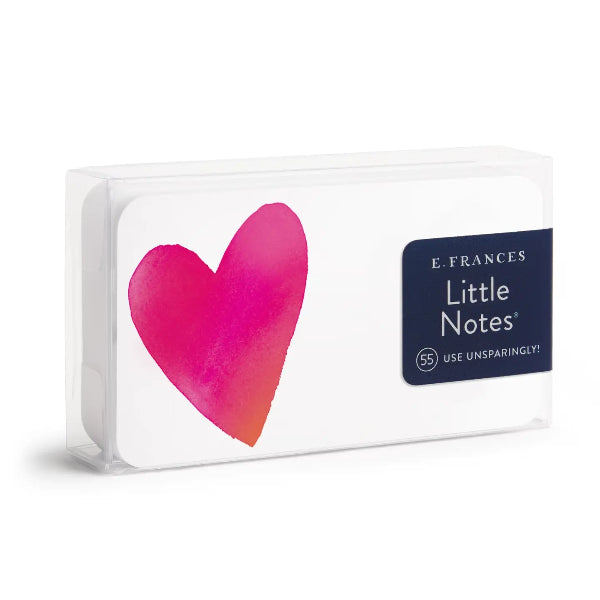 Pack of E. Frances Little Notes with a pink heart design on a white background