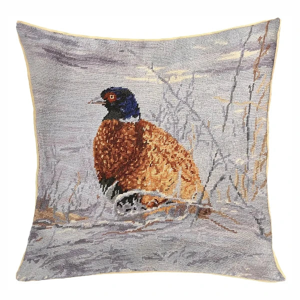 Large Pheasant Needlepoint Pillow