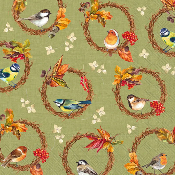 Birds in the Wreath Lunch Napkin