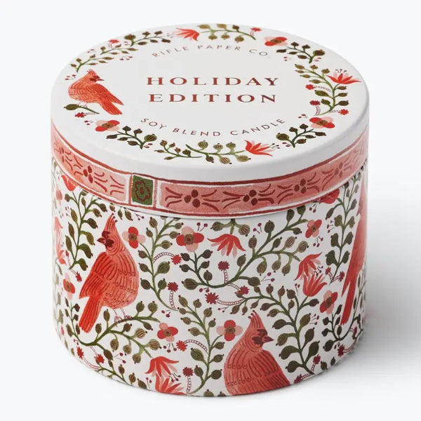 Cardinals Holiday Tin Candle