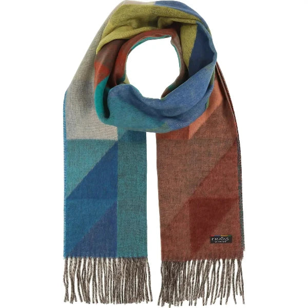 Geometric Colorblock Cashmink Scarf in True Blue